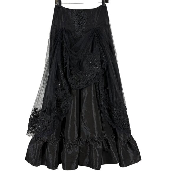 punk rave Dresses & Skirts - Punk Rave Black Lace Full Steampunk Goth Long Corset Skirt Women's Size Large